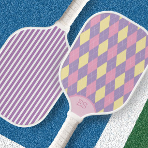 Palas De Pickleball Cute paleta de pickleball argyle rosa púrpura amar