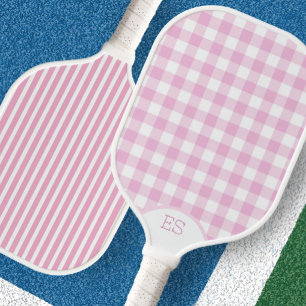 Palas De Pickleball Cute paleta de pickleball rosa a cuadros y rayas
