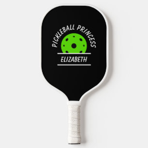 Palas De Pickleball Cute Princesa de Pickleball Nombre Bola Negro Verd