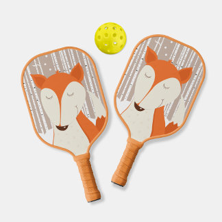 Palas De Pickleball Cute Red Fox Woodland Birch Trees