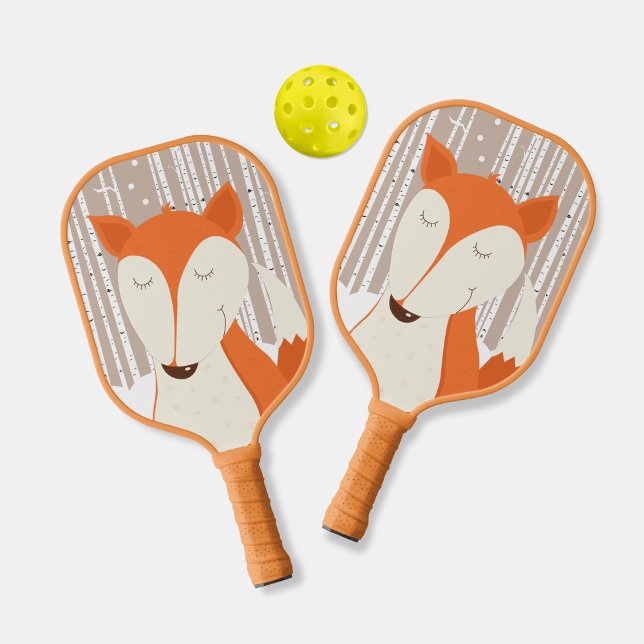 Palas De Pickleball Cute Red Fox Woodland Birch Trees (Red Fox Pickleball Paddles)