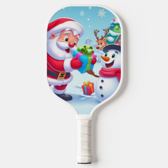 Palas De Pickleball Cute Santa y Snowman (Anverso)