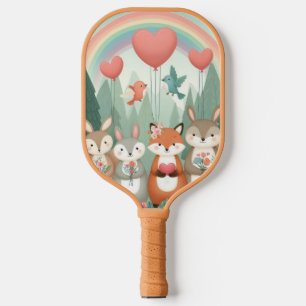 Palas De Pickleball Cute Woodland Creature rainbow valentine