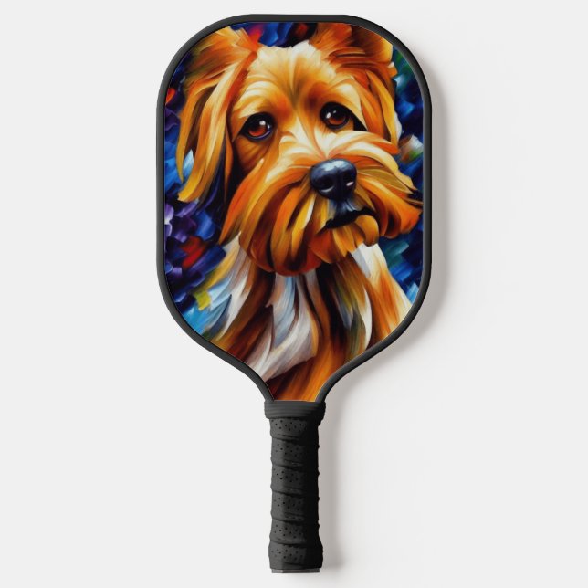 Palas De Pickleball Cute Yorkshire Terrier Dog Pinting (Anverso)