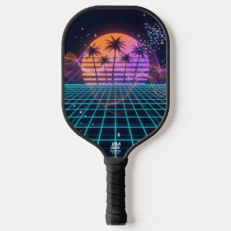Palas De Pickleball Cyber-Pulse Neon Soundwave Modern 80s
