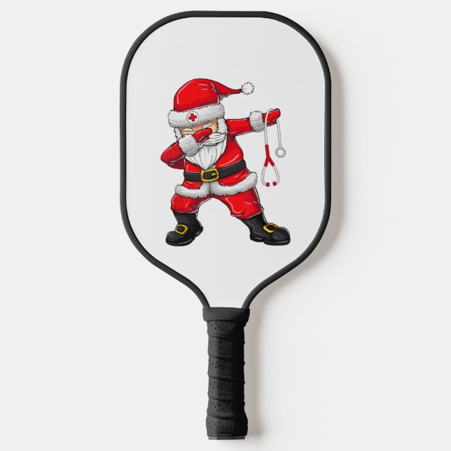 Palas De Pickleball Dabbing Santa Navidades Scrub (Anverso)