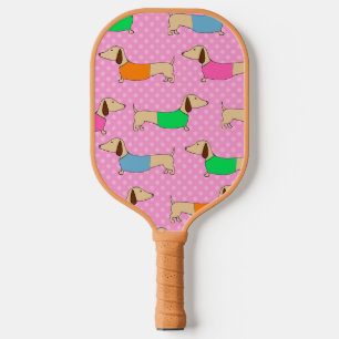 Palas De Pickleball Dachshunds perritos en puntos de polka