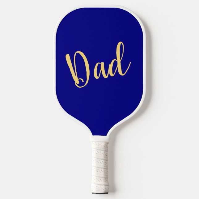 Palas De Pickleball DAD Fancy Script Vibrante Fondo Azul Real (Anverso)