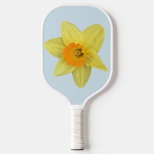Palas De Pickleball Daffodil de primavera amarilla en azul pálido (Anverso)