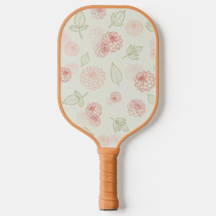 Palas De Pickleball Dahlia de Arte Preppy Rosa y Línea Verde