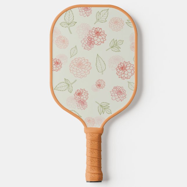 Palas De Pickleball Dahlia de Arte Preppy Rosa y Línea Verde (Anverso)