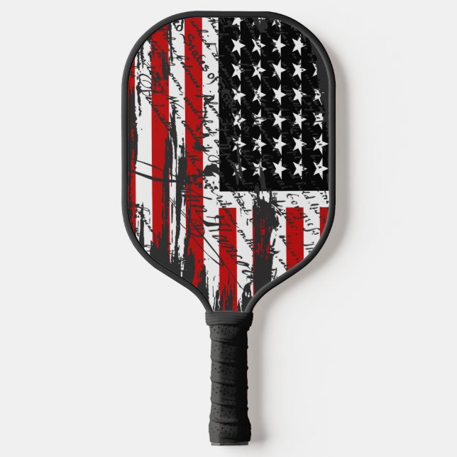 Palas De Pickleball Declaración de Independencia y Bandera Americana (Anverso)