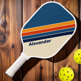Palas De Pickleball Deporte Desierto Retro Arcoíris Rayado con Nombre