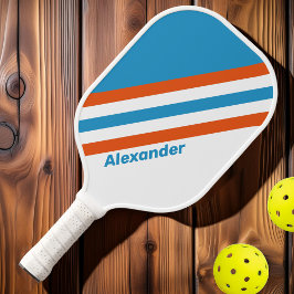 Palas De Pickleball Deporte Rayas Nostálgicas de Verano con Nombre
