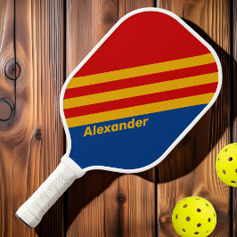 Palas De Pickleball Deporte Retro Cálidas Rayas con Nombre