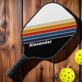 Palas De Pickleball Deporte Retro Hielo Arcoíris Rayado con Nombre