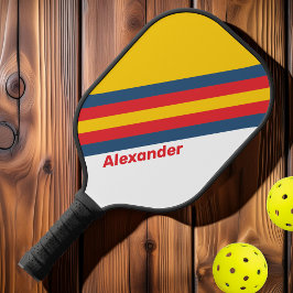 Palas De Pickleball Deporte Retro Montaña Rayas con Nombre
