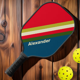 Palas De Pickleball Deporte Retro Rugby a Rayas con Nombre