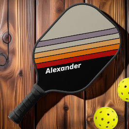 Palas De Pickleball Deporte Retro Vibe Rayas de Arcoíris con Nombre