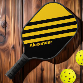 Palas De Pickleball Deporte Seguridad Abeja Rayas Nostálgicas con Nomb