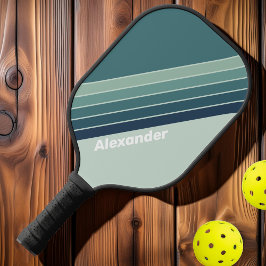 Palas De Pickleball Deporte Verde Oceánico Nostálgico a Rayas con Nomb