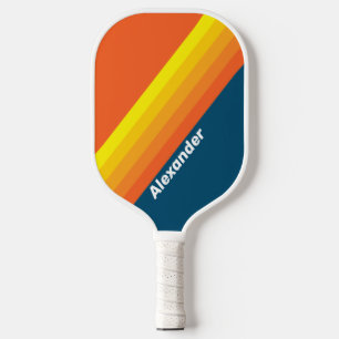 Palas De Pickleball Deporte Vintage Rayas del Sol del Mar con Nombre