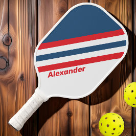 Palas De Pickleball Deportista Cartero Rayas Nostálgicas con Nombre