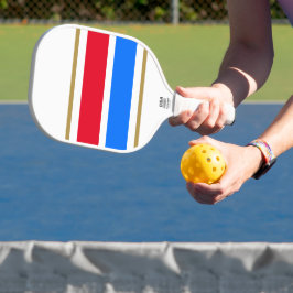 Palas De Pickleball Deportiva Rojo Brillante Blanco Azul Real Rayas de