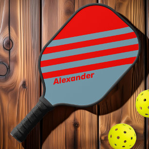 Palas De Pickleball Deportivas Vintage Rayas Mar Rojo con Nombre
