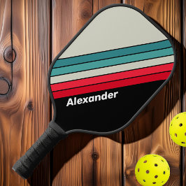 Palas De Pickleball Deportivo Retro Vintage con Nombre a Rayas Ocultas