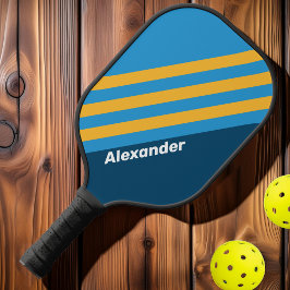 Palas De Pickleball Deportivo Vintage Azul Marino con Rayas y Nombre