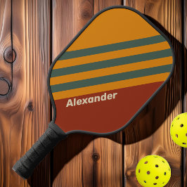 Palas De Pickleball Deportivo Vintage Naranja con Franjas Oxidadas y N