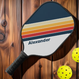 Palas De Pickleball Deportivo Vintage Rayas de Arcoíris Descoloridas c