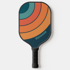Palas De Pickleball Desert Cactus Sunrise Circle Stripe con Nombre