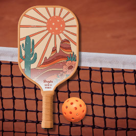 Palas De Pickleball Desert Sunset Cactus Mesa Montañas Personalizado T