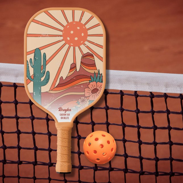 Palas De Pickleball Desert Sunset Cactus Mesa Montañas Personalizado T (Subido por el creador)