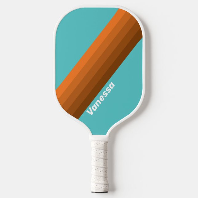 Palas De Pickleball Desert Teal Stripes with Name (Anverso)