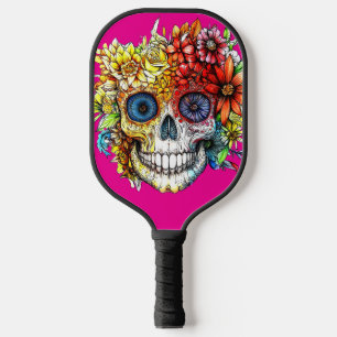 Palas De Pickleball Día de la Catrina Muerta Calavera con flores
