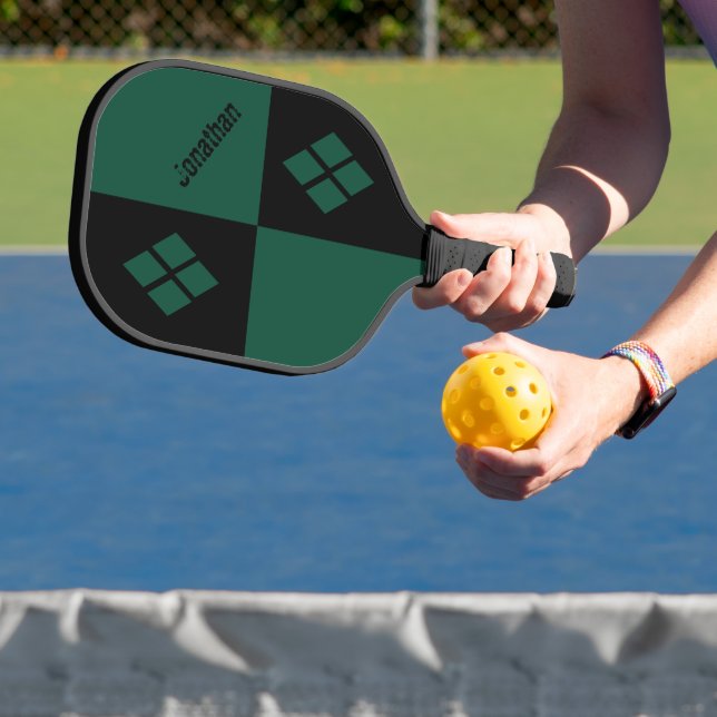 Palas De Pickleball Diamantes negros y verdes | Geométrico moderno per (in situ)