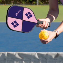 Palas De Pickleball Diamantes rosas y azules | Geométrico moderno pers