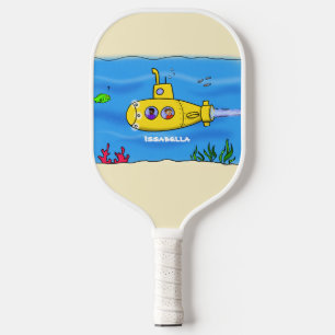 Palas De Pickleball Dibujo animado de submarino feliz 