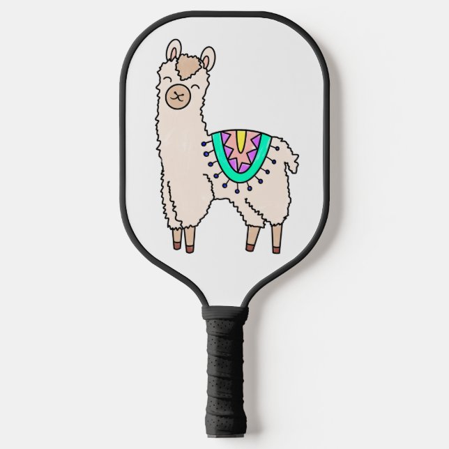 Palas De Pickleball dibujo de animales personalizados de llama feliz s (Anverso)