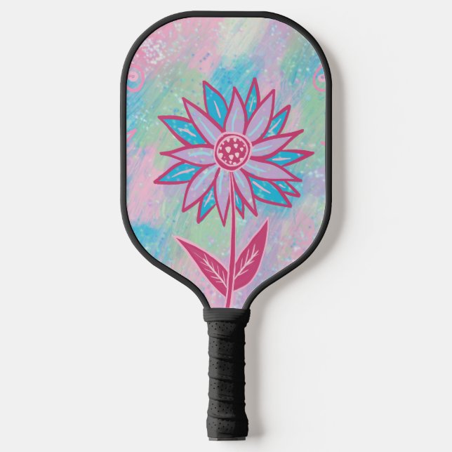 Palas De Pickleball Dibujo de Flor Pastel Adorable (Anverso)