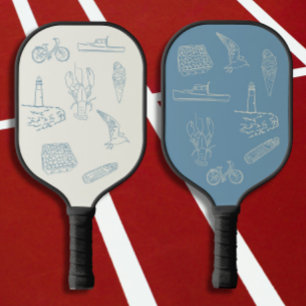 Palas De Pickleball Dibujo de la línea azul turbia de Nueva Inglaterra