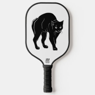 Palas De Pickleball Dibujo de silueta de gato negro de Halloween