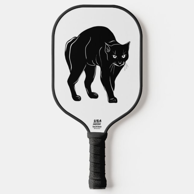 Palas De Pickleball Dibujo de silueta de gato negro de Halloween (Anverso)