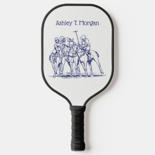 Palas De Pickleball Dibujo Estilizado Vintage de Partido de Polo #1 Az