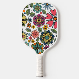 Palas De Pickleball Dibujo Floral Retro Moderno Patrón De Arte Sin Mar