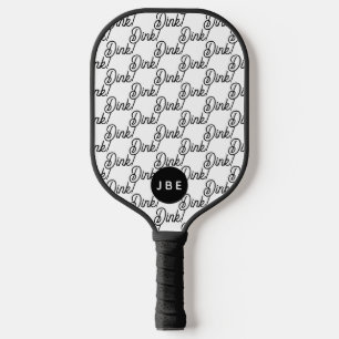 Palas De Pickleball Dink de monograma personalizado moderno blanco y n