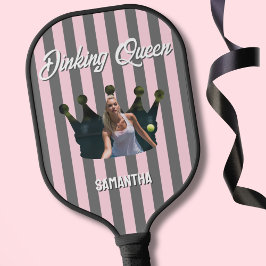 Palas De Pickleball Dinking Queen Photo Pink and Gray Stripes custom 
